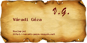 Váradi Géza névjegykártya